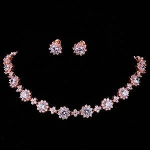 Luxary zircon crystal Rose gold color necklace